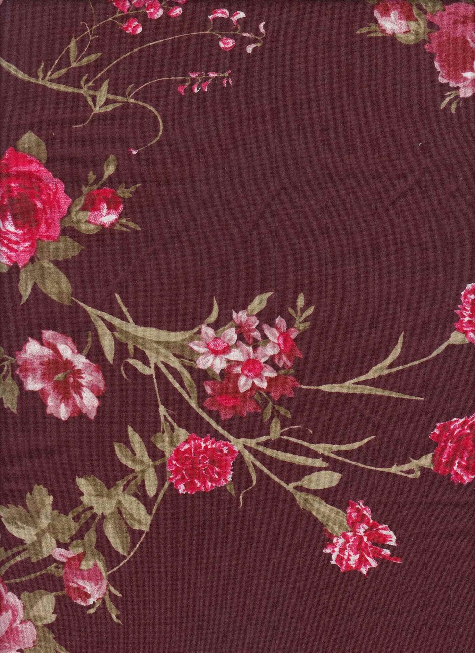 DTY Brushed Floral Print Fabric 1 Yard Soft Stretch Flowy Drape 58/60" Wide